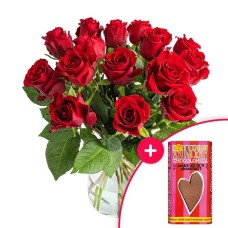 Bouquet 15 red roses | Valentony 180g